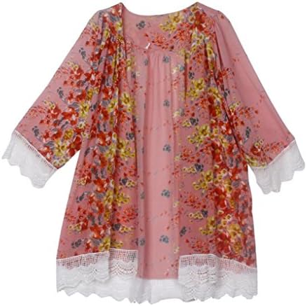 OVERMAL Women Printed Chiffon Shawl Kimono Cardigan Blouse (M)