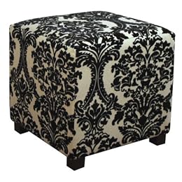 Damask Cube Ottoman - Black/ Beige : Target from target.com
