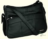 SOFIA LEATHER SHOULDER GRAB HANDBAG (Black)