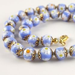 Handmade Murano Glass Bead Necklaces - Angela Blue