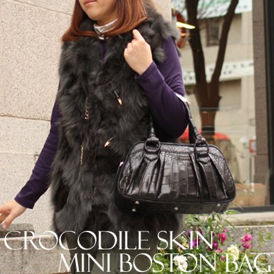 クロコダイルスキンミニボストンバッグ 画像