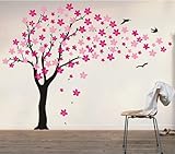 Pop Decors Drifting Flowers and Birds Tree Wall Decals for Nursery Room, 71"