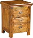Aged Rustic Solid Acacia 3 Drawer Chest Bedside Table