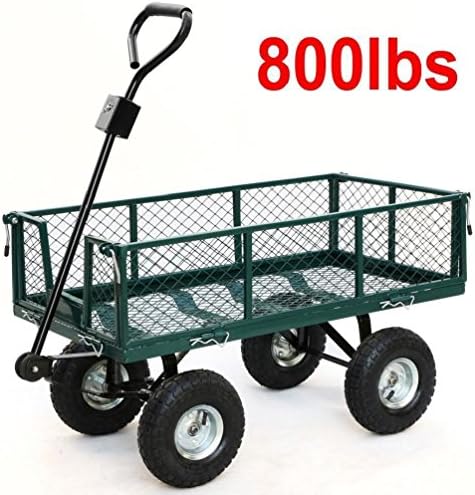 Cart Yard Garden Utility Wagon Dump Lawn Heavy Duty Wheelbarrow Trailer Steel
