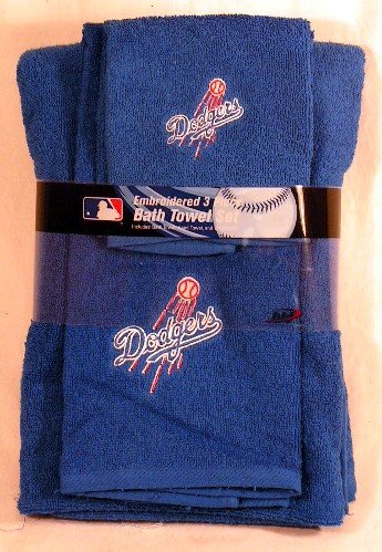MLB Los Angeles Dodgers Three Piece Embroidered Bath Towel Set