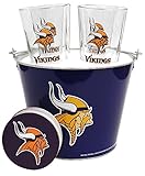 NFL Satin Etch Bucket and 4 Glass Gift Set