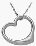 14K White Gold Thick Floating Heart Pendant