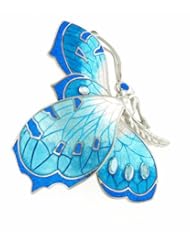 Sterling silver side view butterfly brooch with blue topaz and diamonds