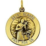 14K Yellow Gold St. Gerard Medal - 25.00mm
