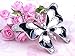 Black White Enamel Paint Crystal Rhinestone Butterfly Fashion Jewelry Pin Brooch