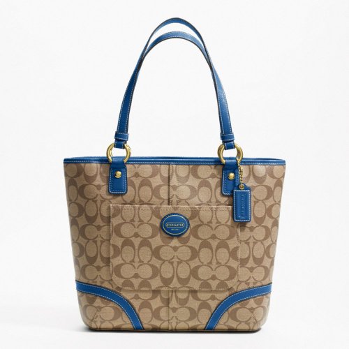 Coach Peyton Tote F18917 (B4/Khaki/Cobalt)