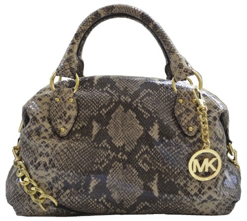 Michael Kors Dark Sand Snakeskin Leather Item Satchel Shoulder Bag Handbag
