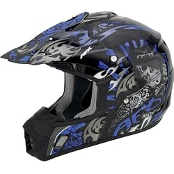 AFX Shade Adult FX-17 MX Motorcycle Helmet w/ Free B&F Heart Sticker Bundle - Blue