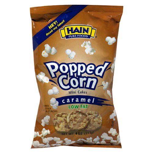 Hain Pure Snax Popped Corn Mini Cakes, Caramel, 4-Ounce Bags (Pack of 12) by Hain Pure Foods