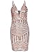 ROMWE Women's Sequin V-Neck Spaghetti Strap Bodycon Cocktail Dress Gold L