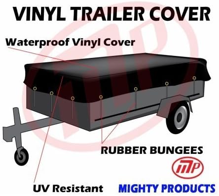 (MT-VTT18-B1012) 10 x 12 - 18oz Heavy Duty WaterProof Vinyl Trailer Tarp with 10 pc Rubber Bungee by Mighty Products Corporation
