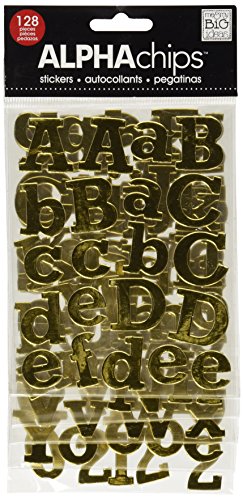 me & my BIG ideas Alpha Chips Designer Chipboard Letter Stickers, Rockwell Alphabet Gold Foil