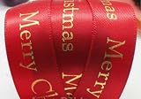 Christmas Ribbon RED WITH GOLD MERRY CHRISTMAS ~ 5 yards (4.5 metres) of 16mm Wide Ribbon Ideal For Presents~Gifts~Cards~Scrap Booking~Decoration