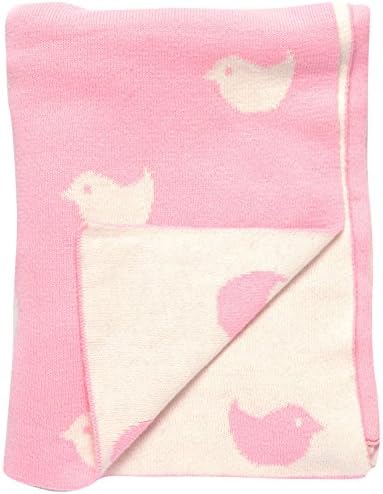 DARZZI Hello Birdie Baby Blanket, Pink, 35"x45"