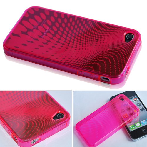 Raindrop TPU Silicone Case Cover Skin for Apple iPhone 4 4G 4s AT&T Verizon Peach