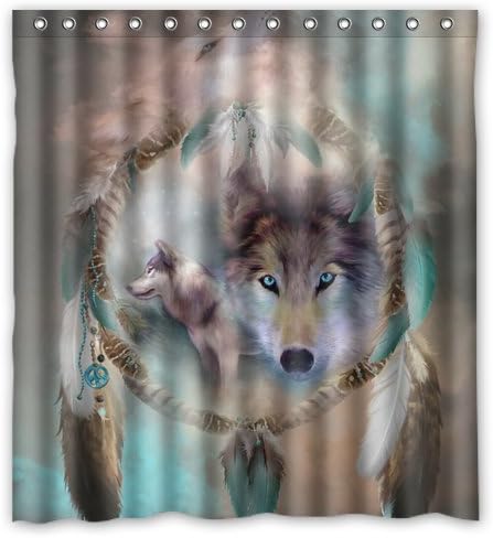 Best Cool Wolf Dream catcher Style Polyester Fabric Waterproof Shower Curtain 66" x 72"