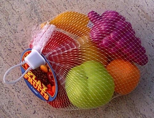 7 Plastic Fruit Toys - Apple - Banana - Lemon - Grapes - Pear - Orange - Strawberry