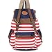 DAKIA Cute & Pretty Girls Canvas and PU leather Stripe Backpack for School/ Travel/Daily use