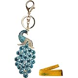 Peacock Crystal Rhinestone Alloy Metal Keychain Key Chain Key Ring Charm (LIght & Dark Blue)