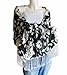 WHITE & BLACK PRINTED PASHMINA SHAWL WRAP STOLE SCARF (GA(FLOWER BLACK))