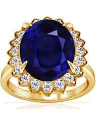14K Yellow Gold Oval Cut Blue Sapphire Ring With Sidestones