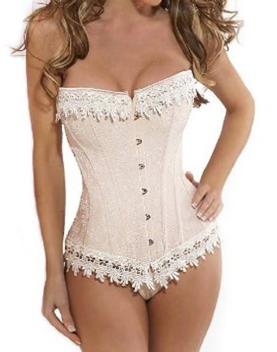 Pandolah Women's Steel Boned Lace up Back Floral Corset (Apparel)