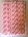 Paper Straws Pack of 50 in Sealed Bag - Pink Polka Dot Drinking Straws