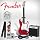 Fender Starcaster Electric Guitar - Gloss RED - Perfect for Beginners! - Stratocaster Body Style - Includes: Planet Waves Guitar Cable, Strap, Ultra Stand, Qwiktune Tuner, D'Addario EXL110 strings, 3 Picks & 15 Watt Starcaster AMP