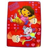 Nick Jr Dora Apple Bounce twin mink blanket - Dora The Explorer Royal Plush Raschel Throw