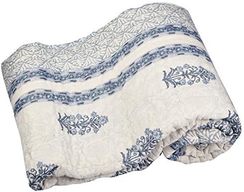 Cnc India Abstract Cotton Jaipuri Double Bed Quilt-88X104 Cm White