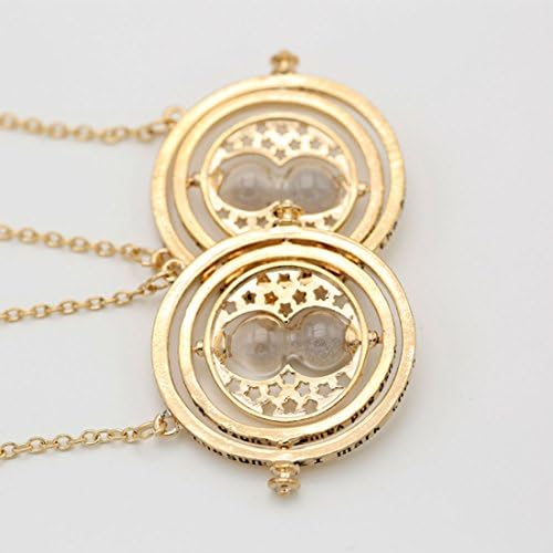 Hermione 18k Gold Plated Vintage Harry Potter Time Turner Hourglass Pendant Necklace with Chain