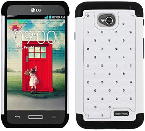 Phone Case for Straight Talk Lg L41c Crystal-white-black Silicone Hybrid Cover Ultimate 2