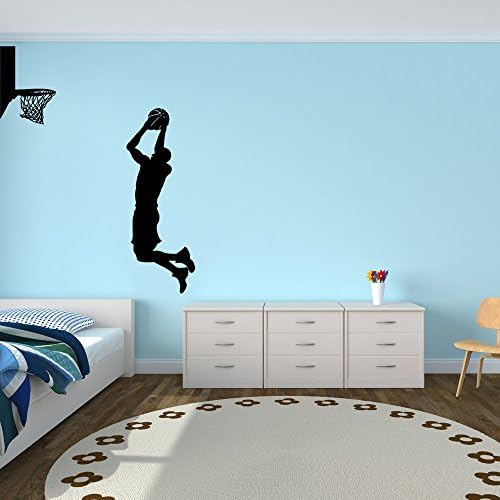 Basketball Player Shooting Left Black Wall Decal - 24" Peel and Stick Removable Graphic
