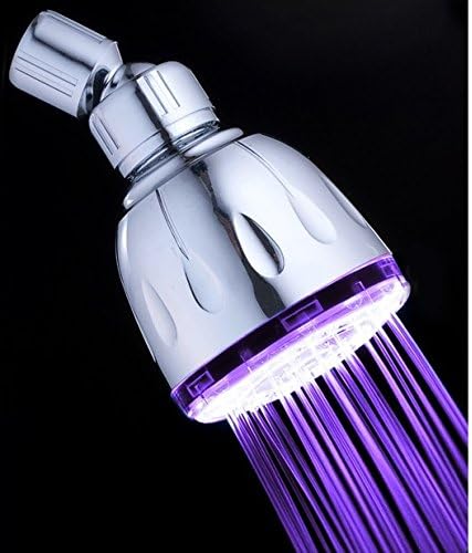 Single Color Fixed LED Illuminated Shower Head Finish: Chrome, LED Color: Purple