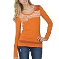 Mossimo Supply Co. Juniors Long Sleeve Scoopneck Printed Tee - Orange