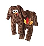 Mud Pie Unisex-Baby Newborn Turkey One Piece, Brown, 0-6 Months