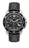 Versace Black Chronograph Dial Watch with Black Leather Strap