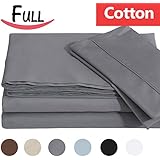 Cotton Full Bed-Sheet-Set Grey - 4 Piece Bedding Set, Flat Sheet, Fitted Sheet and 2 Pillow Cases- Breathable, Cozy & Comfortable, Hotel Quality Extremely Durable - By Utopia Bedding (Full, Grey)