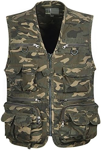 Firstvest Men's Camo Hunting Fishing Vest with Pockets and Zipper