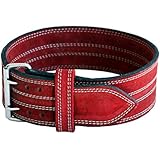 Ader Leather Power Lifting Weight Belt- 4" Red