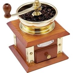 LUXUS KAFFEEM�HLE IN NOSTALGIE LOOK MIT KURBELANTRIEB AUS HOLZ, MANUELLER HANDBETRIEB, MAHLT CA. 40 G KAFFEE, AUFFANGSC