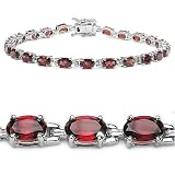 14.30 Carat Genuine Garnet Eternity Sterling Silver Bracelet