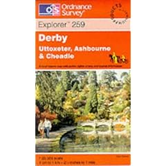 Explorer Map 0259: Derby, Uttoxeter, Ashbourne & Cheadle: Folded, Tourist map