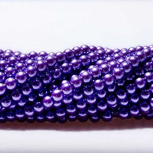 leattyer Czech Glass Pearl Round Beads Chocolate Brown Color High Quality Bead for Beading DIY Jewelry - 4mm&amp;200pcs,6mm&amp;100pcs,8mm&amp;50pcs (6mm, Purple)