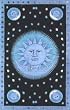Blue & Black Sun & Moon Indian Bedspread, Twin Size